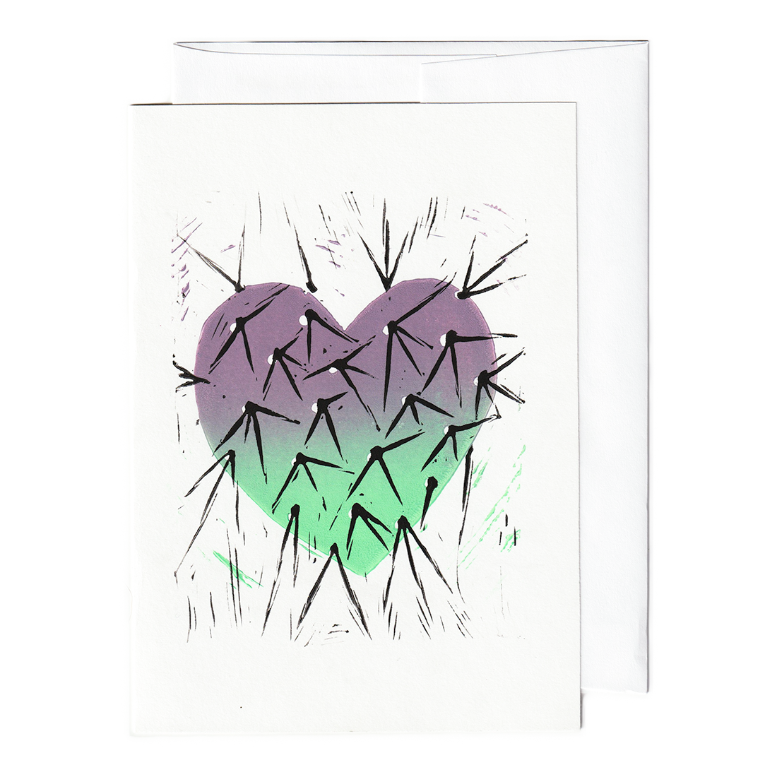 Prickly heart print card