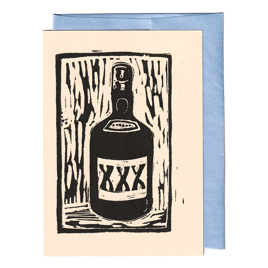 XXX liquor bottle print card