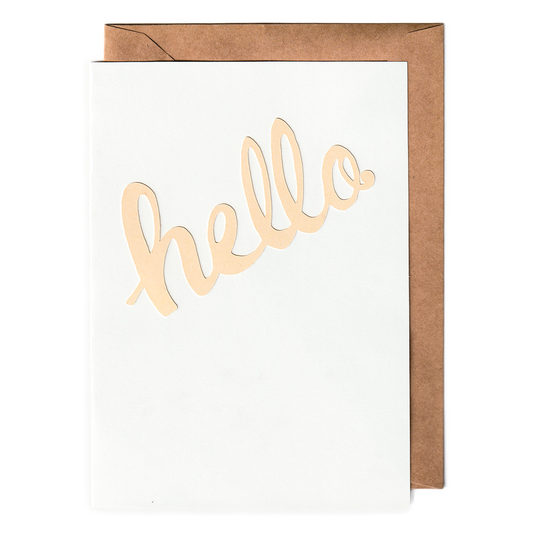 Hello cursive handmade cut paper card