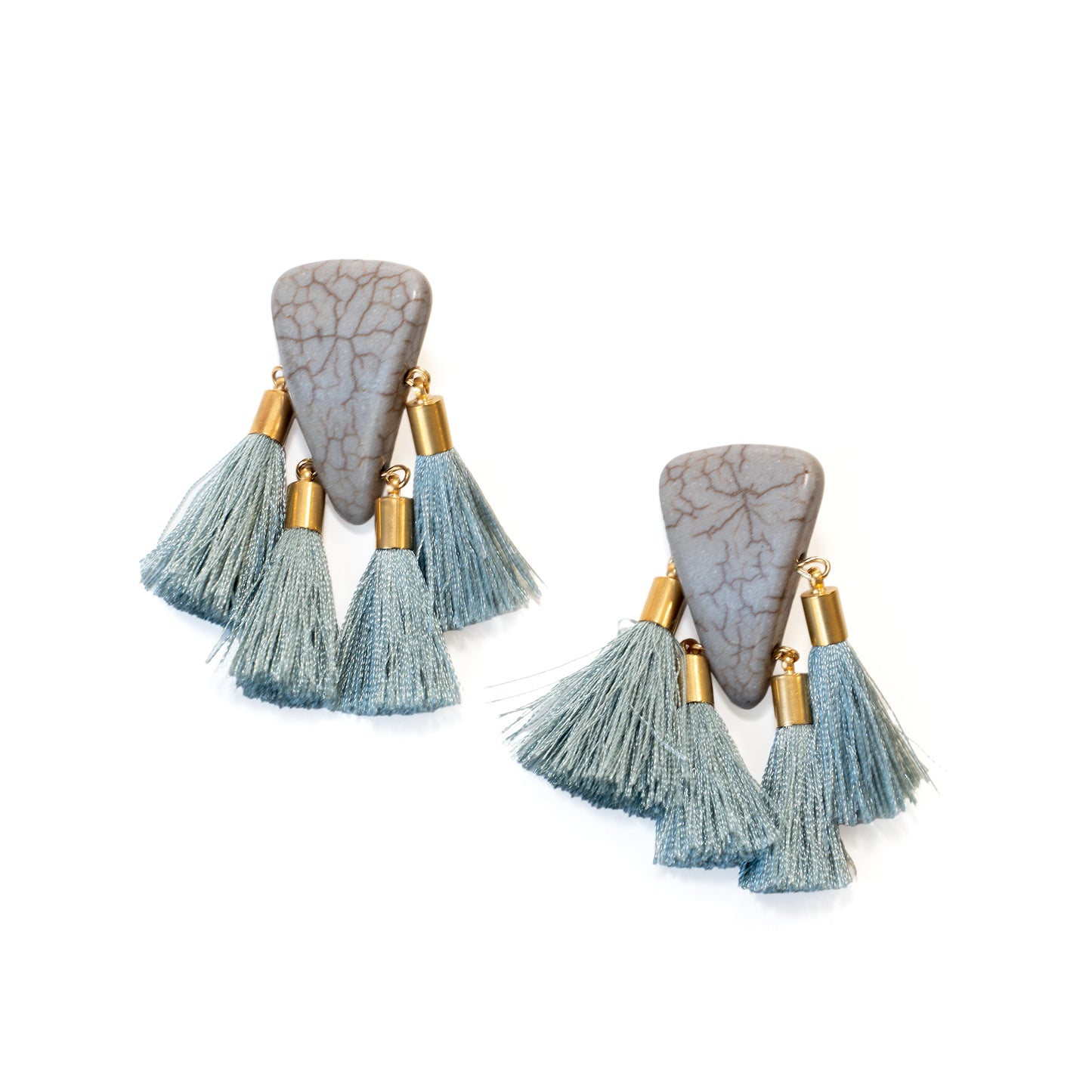 Stone and Tassel Post Earrings