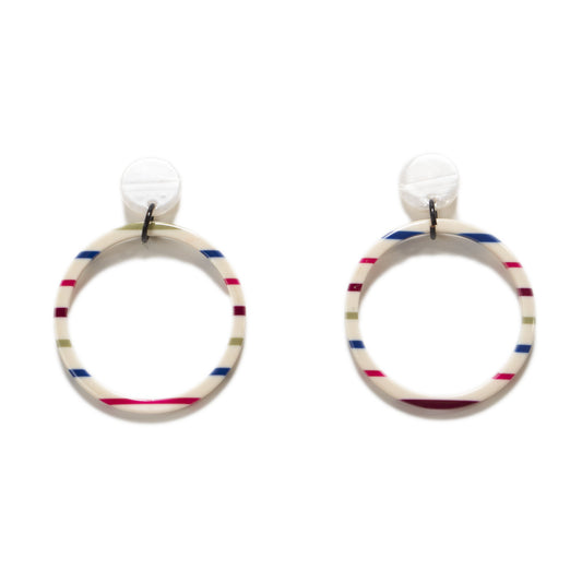 Striped Acrylic Dangle Hoop Earrings