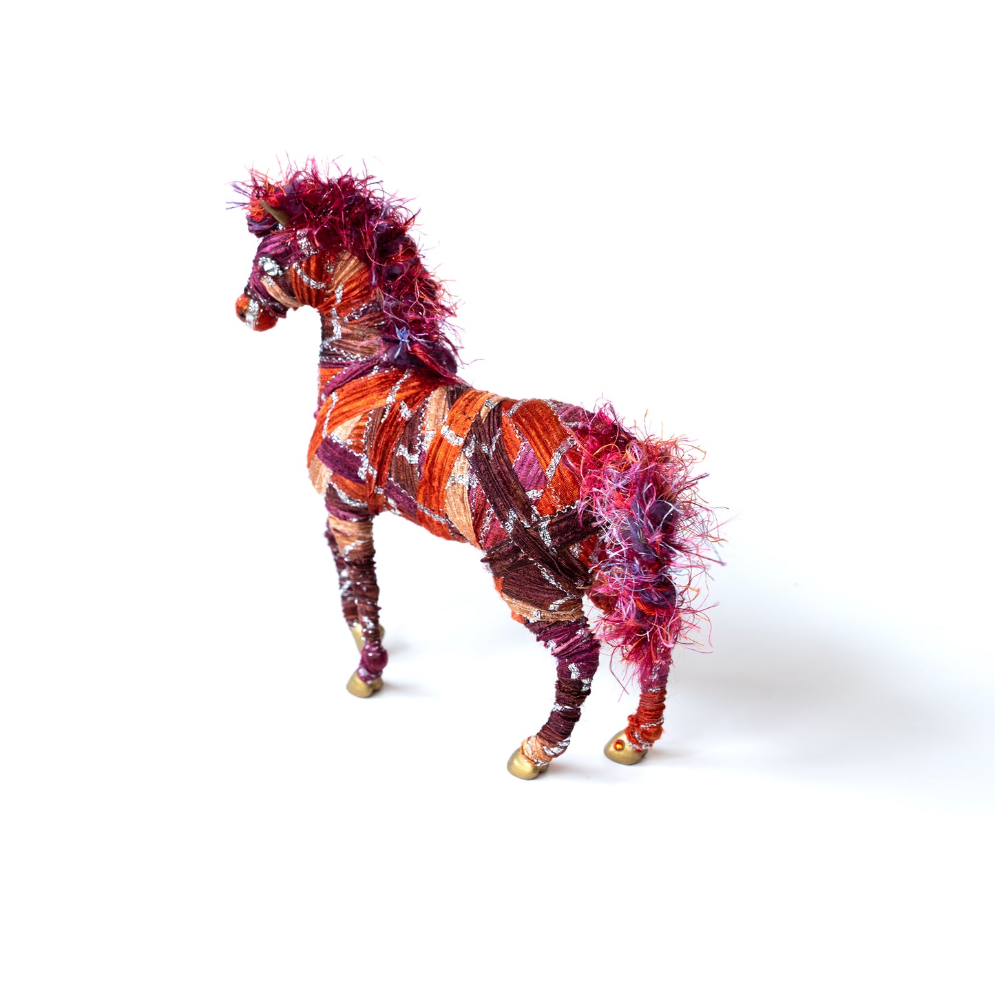 Sunset Ribbon Yarn-wrapped Horse Sculpture
