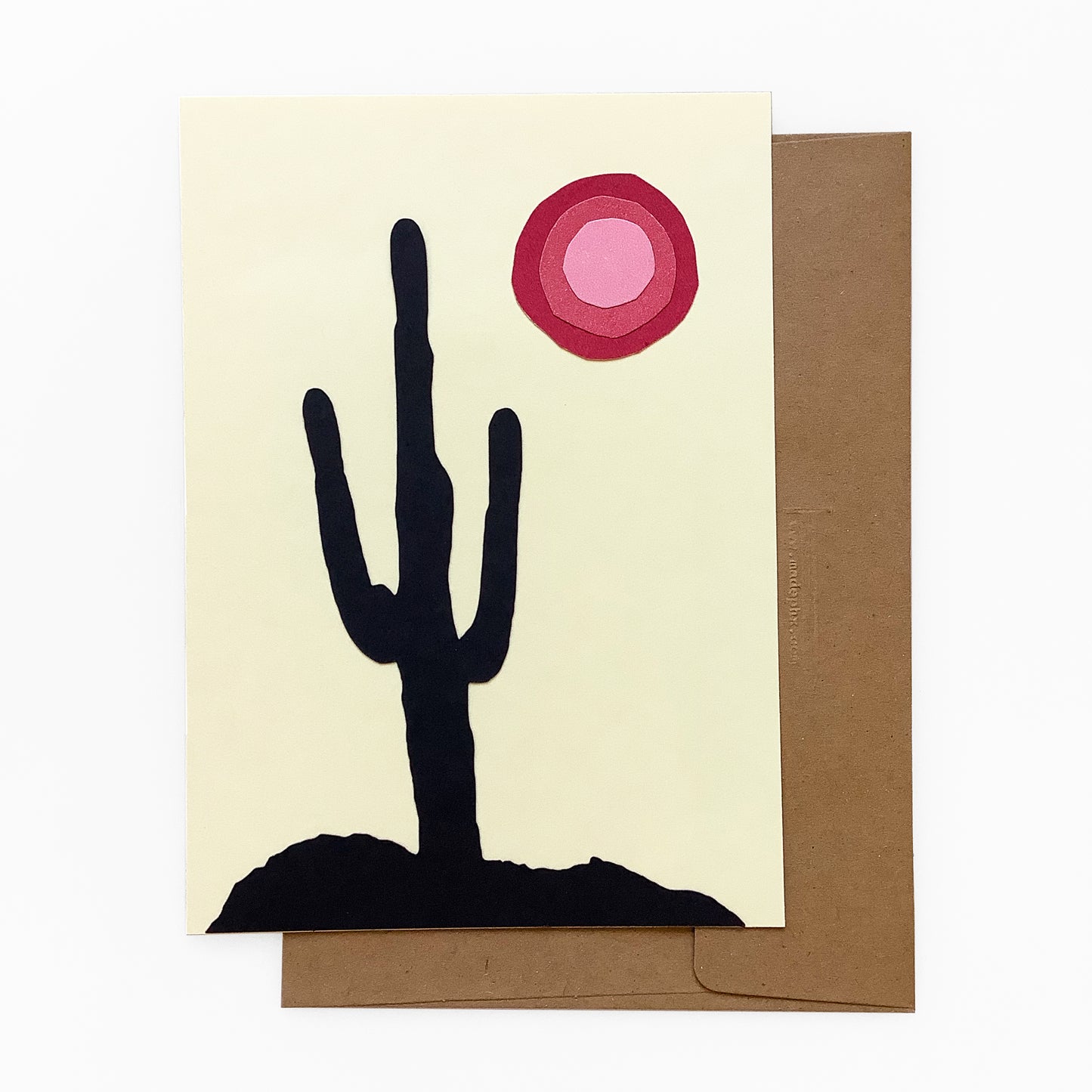 Sunset Saguaro handmade cut paper card