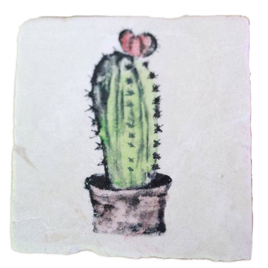 Watercolor Cactus Marble Coaster