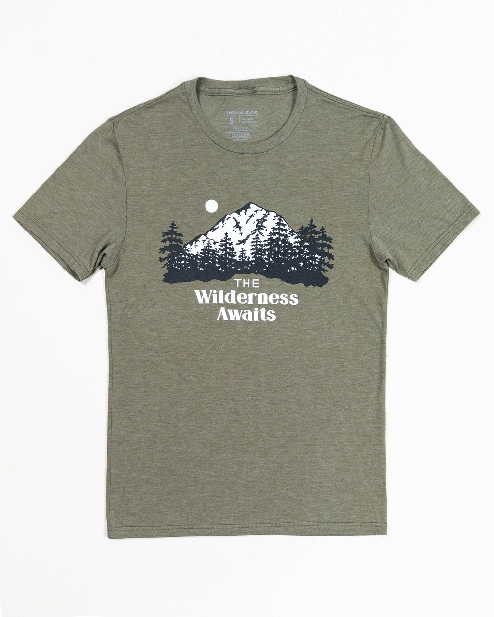 Wilderness Awaits Recycled Unisex Olive Tee