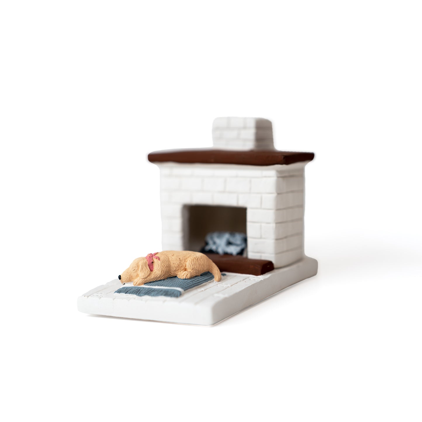 White Country Hearth Puppy with Lab and 20 Count Box of Piñon Incense