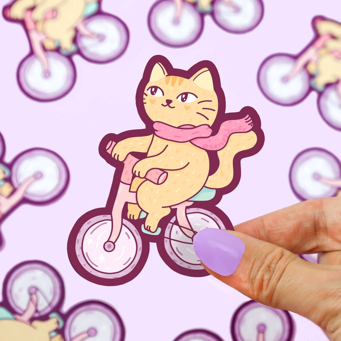 Athletic Bicycle Kitty Vinyl Sticker