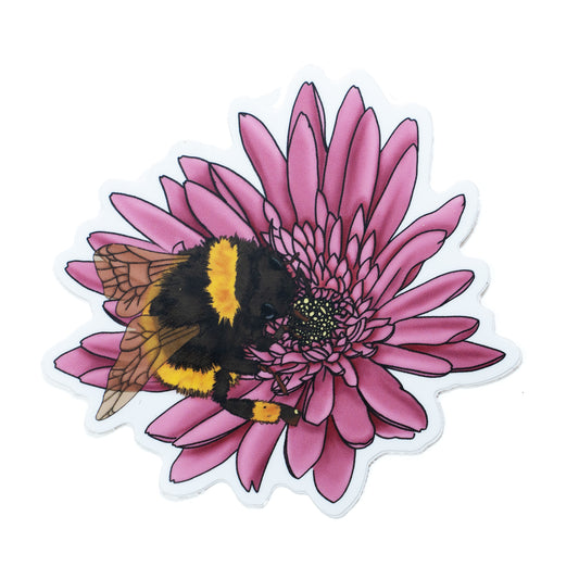 Bumblebee and Gerbera Daisy Vinyl Sticker
