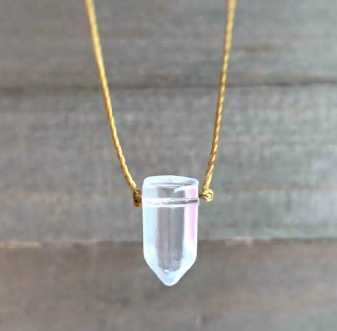 Rose Quartz Crystal Point Necklace in Sterling Silver -Designed by FOX