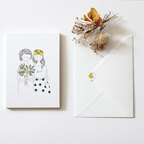 Sisters With Bouquet and Love Shirt Card