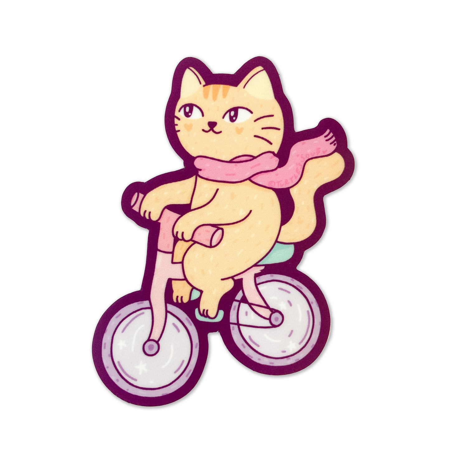 Athletic Bicycle Kitty Vinyl Sticker