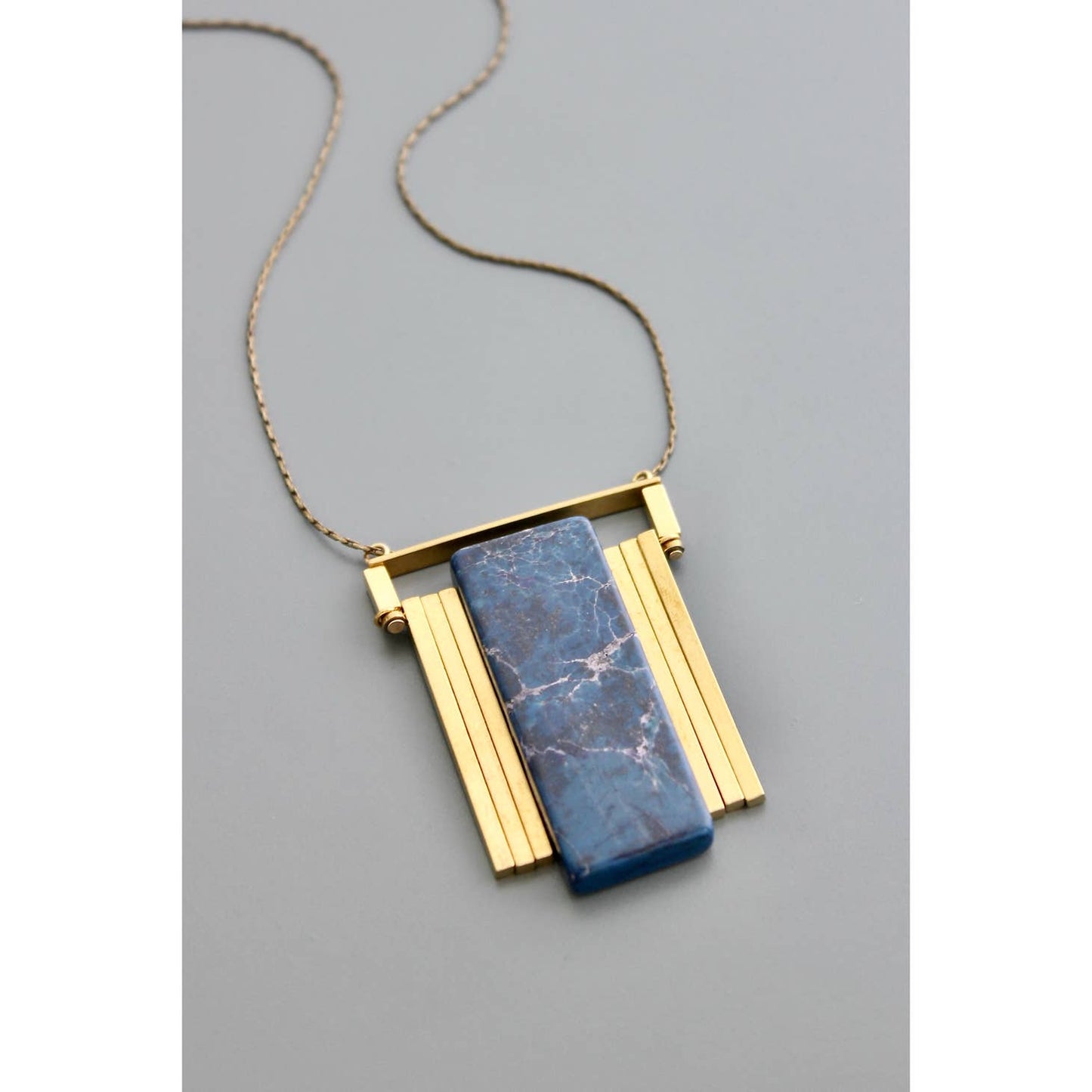 Geometric Gemstone Pendant Necklace