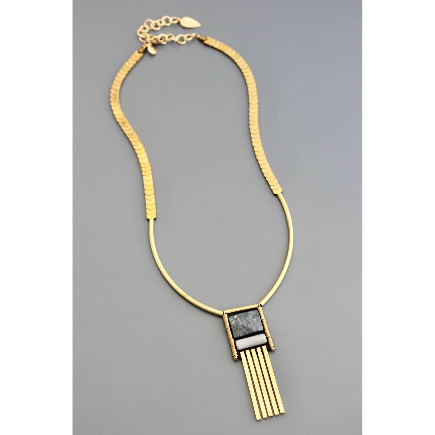 Geometric Stone and Gold Necklace