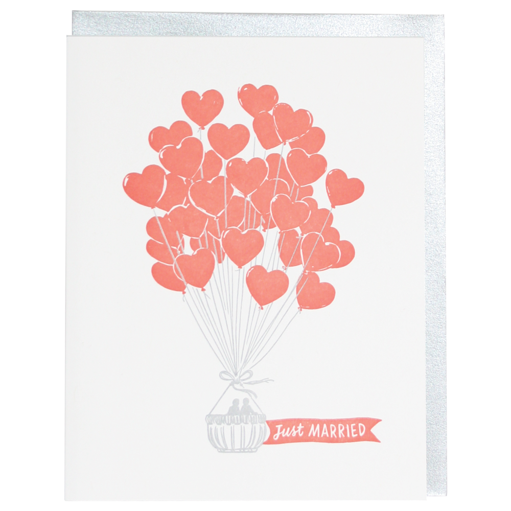 Heart Air Balloons Wedding Card