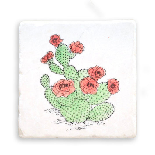 Blooming Prickly Pear Handmade Stone Coaster