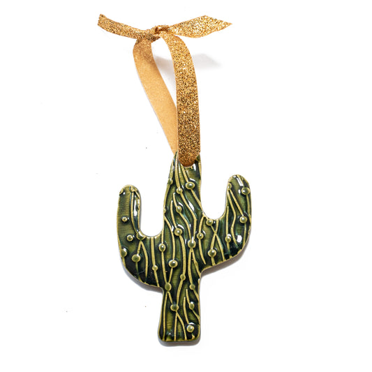 Saguaro ceramic hanging tag ornament