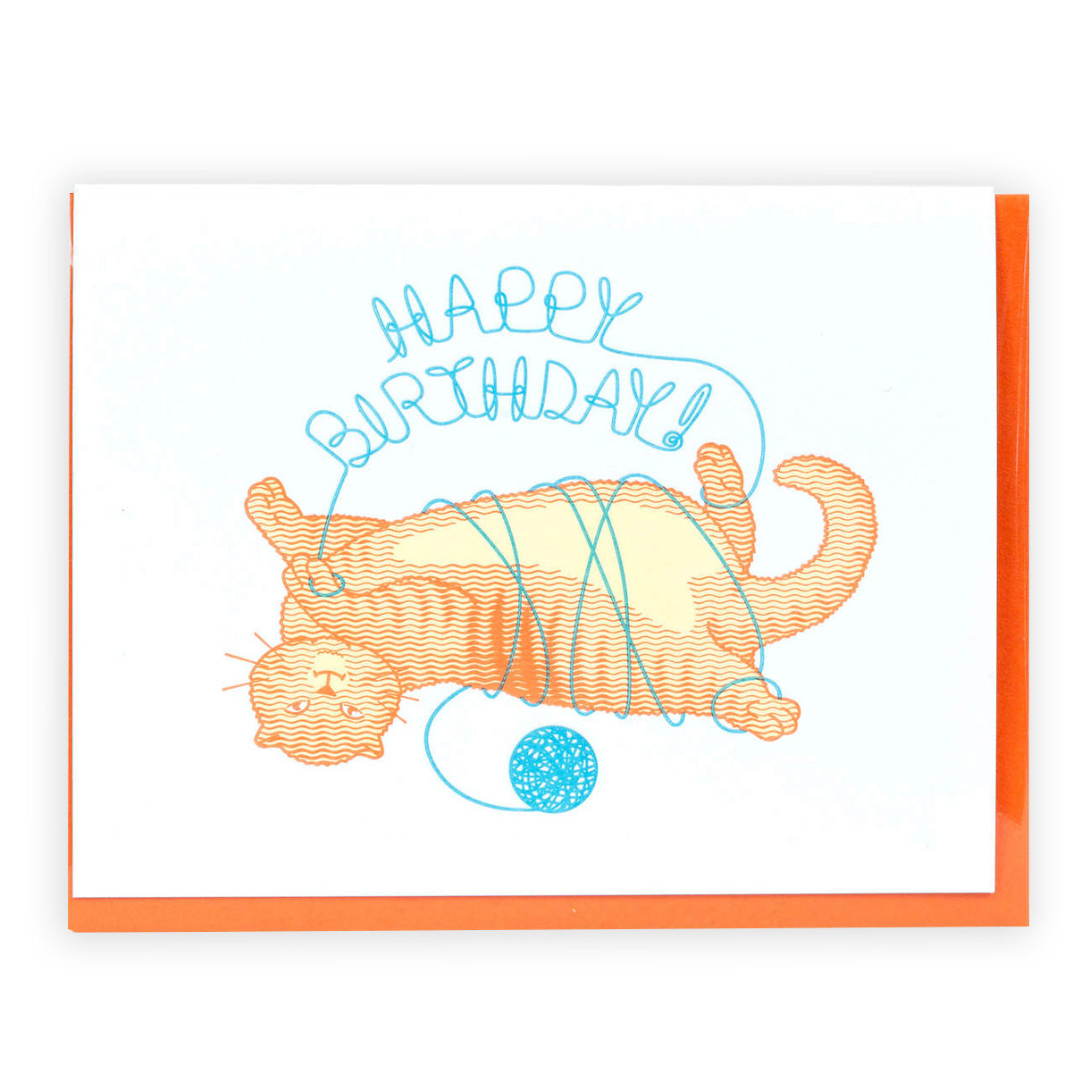 Happy Birthday Cat with Yarn Card