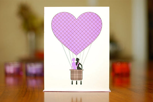Hot Air Balloon Women Kissing Card