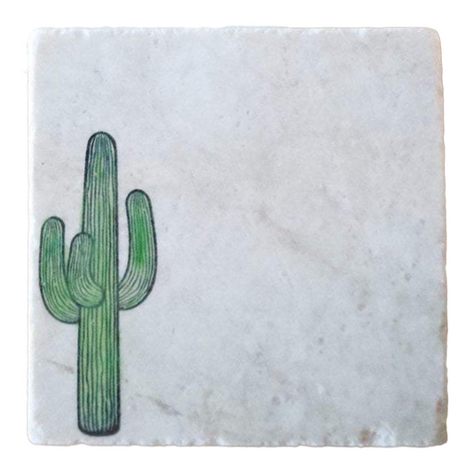 Saguaro Painted Cactus Handmade Stone Coaster