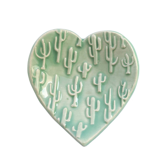 Ceramic Saguaro Heart Ring Dish